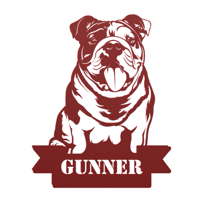 English Bulldog Metal Nameplate - BullyBellyMetal Sign