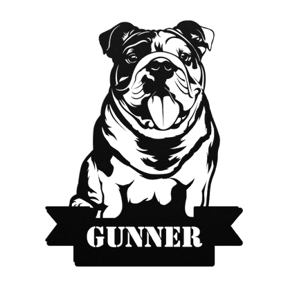 English Bulldog Metal Nameplate - BullyBellyMetal Sign
