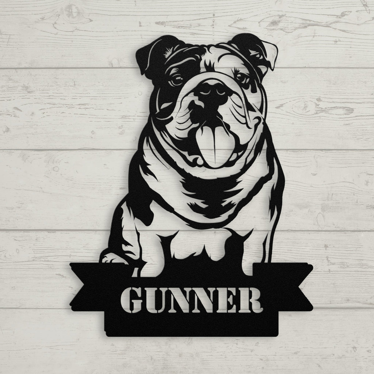 English Bulldog Metal Nameplate - BullyBellyMetal Sign