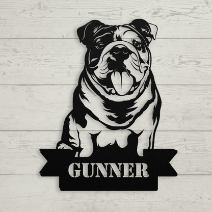 English Bulldog Metal Nameplate - BullyBellyMetal Sign