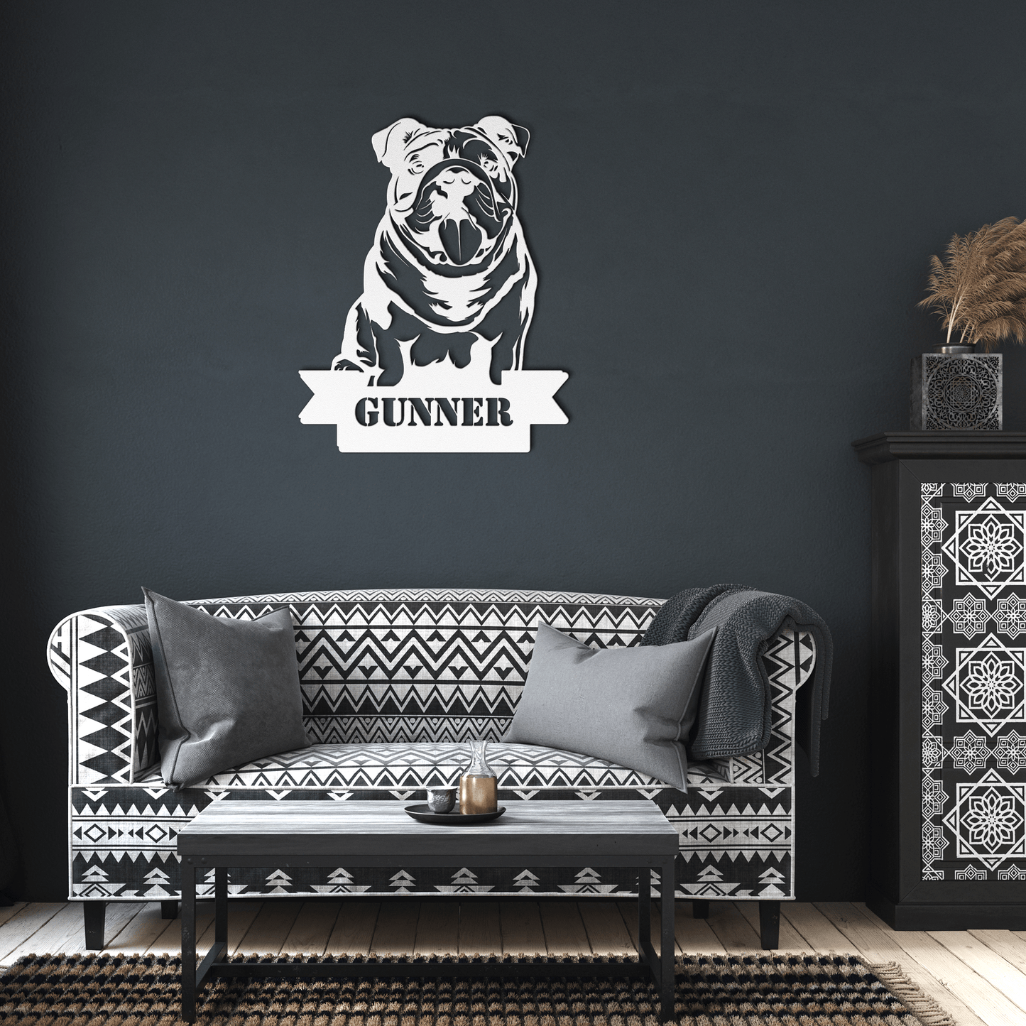 English Bulldog Metal Nameplate - BullyBellyMetal Sign
