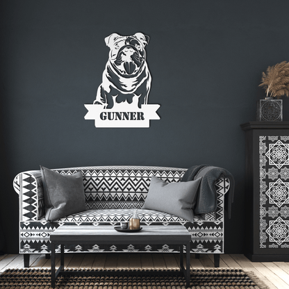 English Bulldog Metal Nameplate - BullyBellyMetal Sign