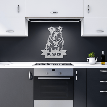 English Bulldog Metal Nameplate - BullyBellyMetal Sign