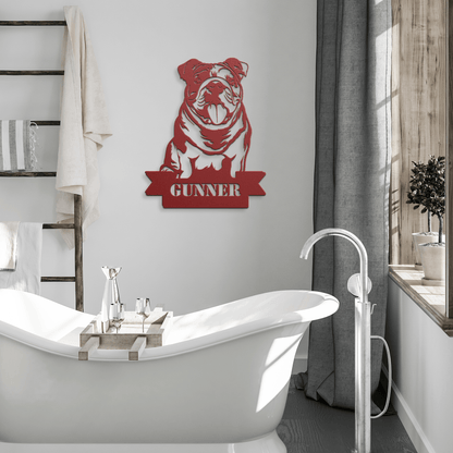 English Bulldog Metal Nameplate - BullyBellyMetal Sign