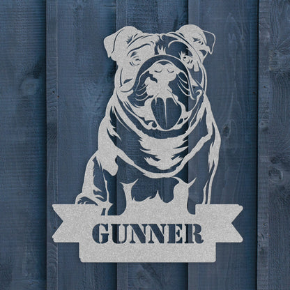 English Bulldog Metal Nameplate - BullyBellyMetal Sign