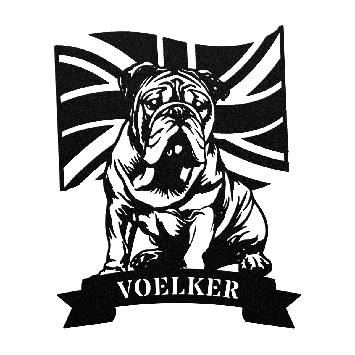 English Bulldog Union Jack Personalized Metal Sign - BullyBellyMetal Sign