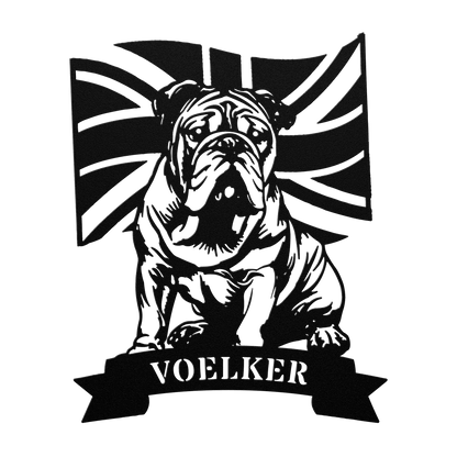English Bulldog Union Jack Personalized Metal Sign - BullyBellyMetal Sign