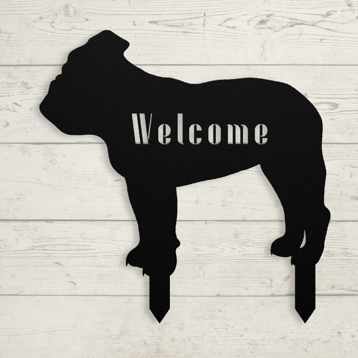 English Bulldog Welcome Lawn Sign - BullyBelly
