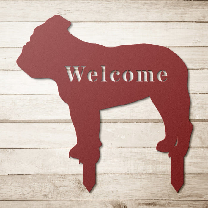 English Bulldog Welcome Lawn Sign - BullyBellyLawn Art