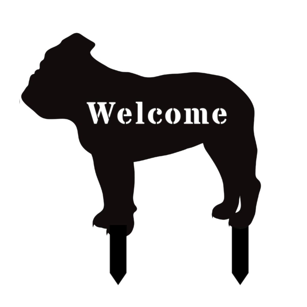 English Bulldog Welcome Lawn Sign - BullyBellyMetal Lawn Art - English Bulldog