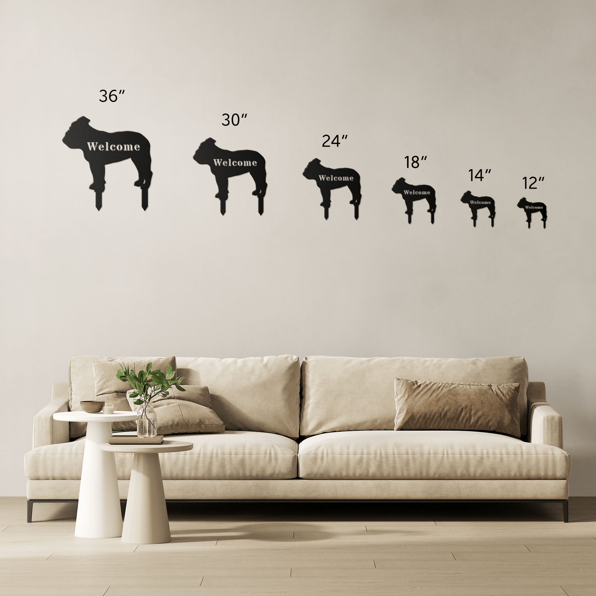 English Bulldog Welcome Lawn Sign - BullyBellyMetal Sign