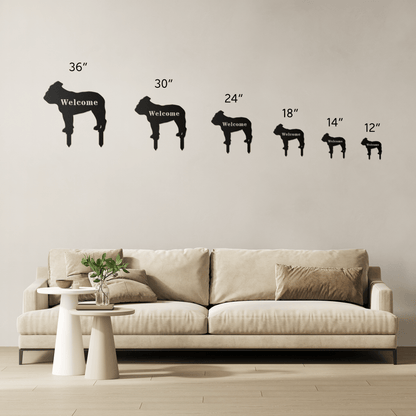 English Bulldog Welcome Lawn Sign - BullyBellyMetal Sign
