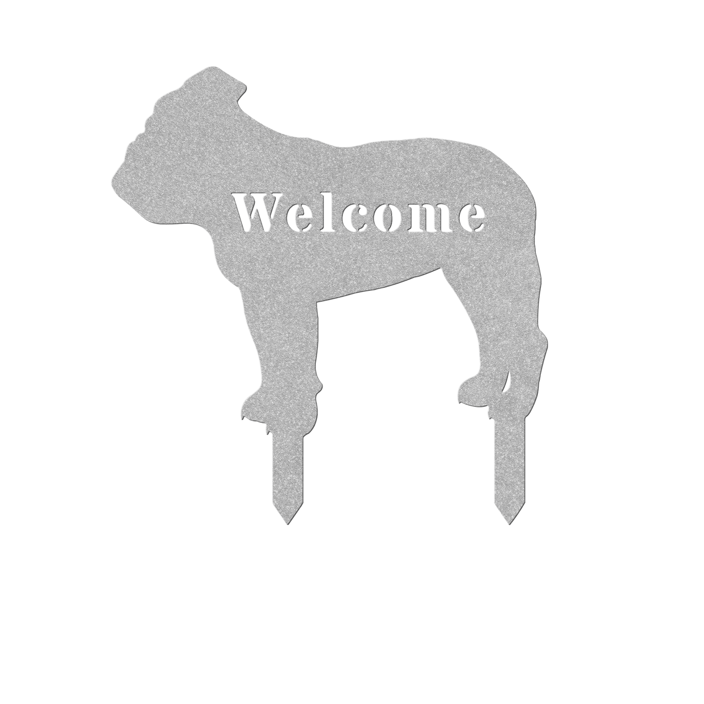 English Bulldog Welcome Lawn Sign - BullyBellyMetal Sign