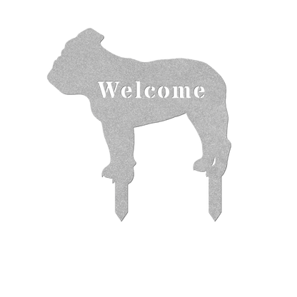 English Bulldog Welcome Lawn Sign - BullyBellyMetal Sign