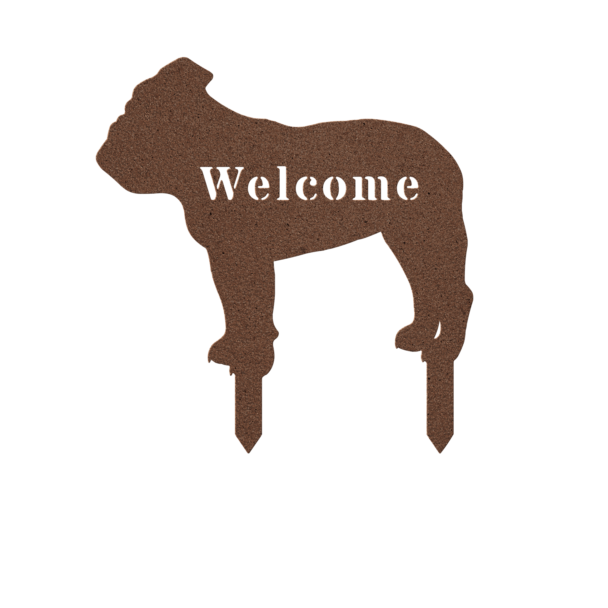 English Bulldog Welcome Lawn Sign - BullyBellyMetal Sign