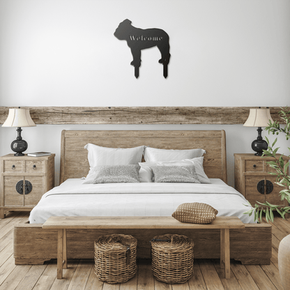 English Bulldog Welcome Lawn Sign - BullyBellyMetal Sign