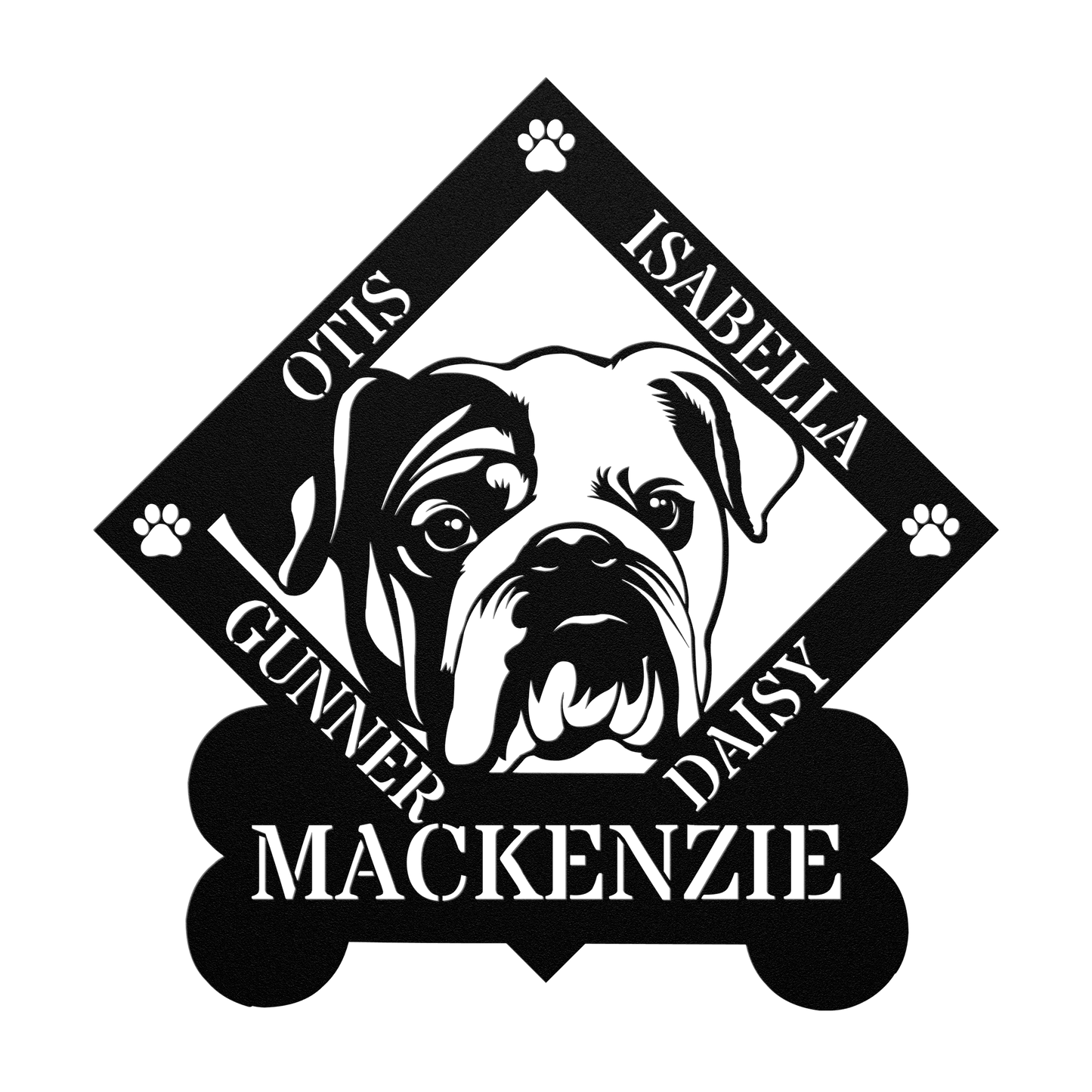 Family of Bulldogs Metal Wall Sign - BullyBellyMetal Sign