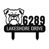Fierce Bulldog Family Address Metal Lawn Sign - BullyBellyMetal Sign