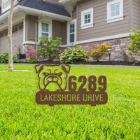 Fierce Bulldog Family Address Metal Lawn Sign - BullyBellyMetal Sign