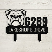 Fierce Bulldog Family Address Metal Lawn Sign - BullyBellyMetal Sign
