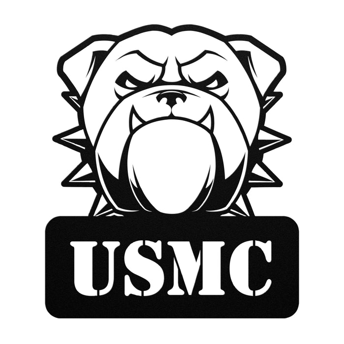 Fierce USMC Bulldog Metal Wall Sign - BullyBellyMarine Corps