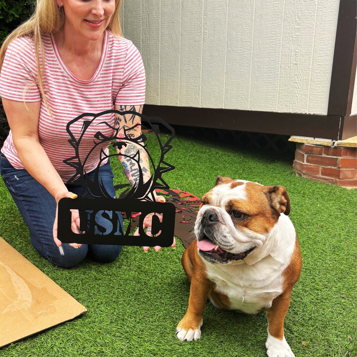 Fierce USMC Bulldog Metal Wall Sign - BullyBellyMetal Sign