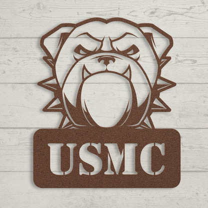 Fierce USMC Bulldog Metal Wall Sign - BullyBellyMetal Sign