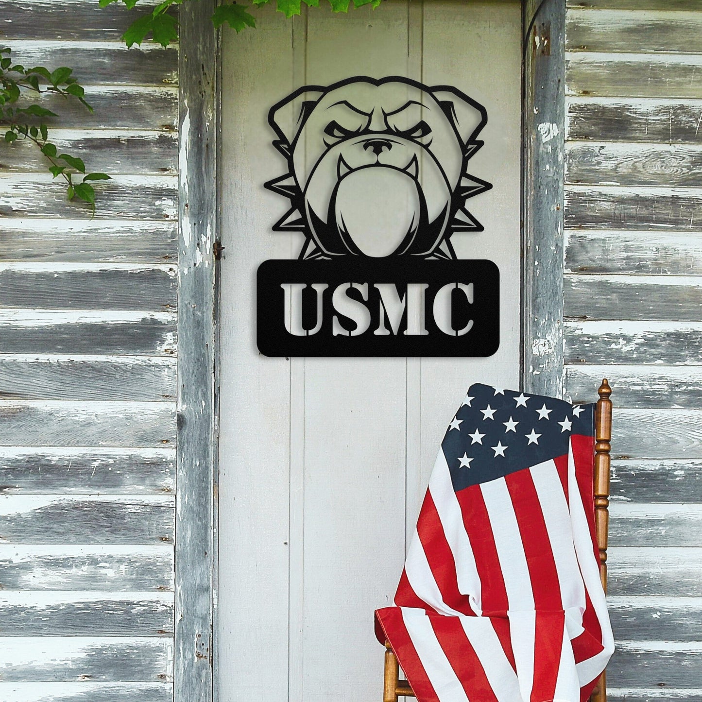Fierce USMC Bulldog Metal Wall Sign - BullyBellyMetal Sign
