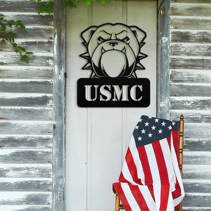 Fierce USMC Bulldog Metal Wall Sign - BullyBellyMetal Sign