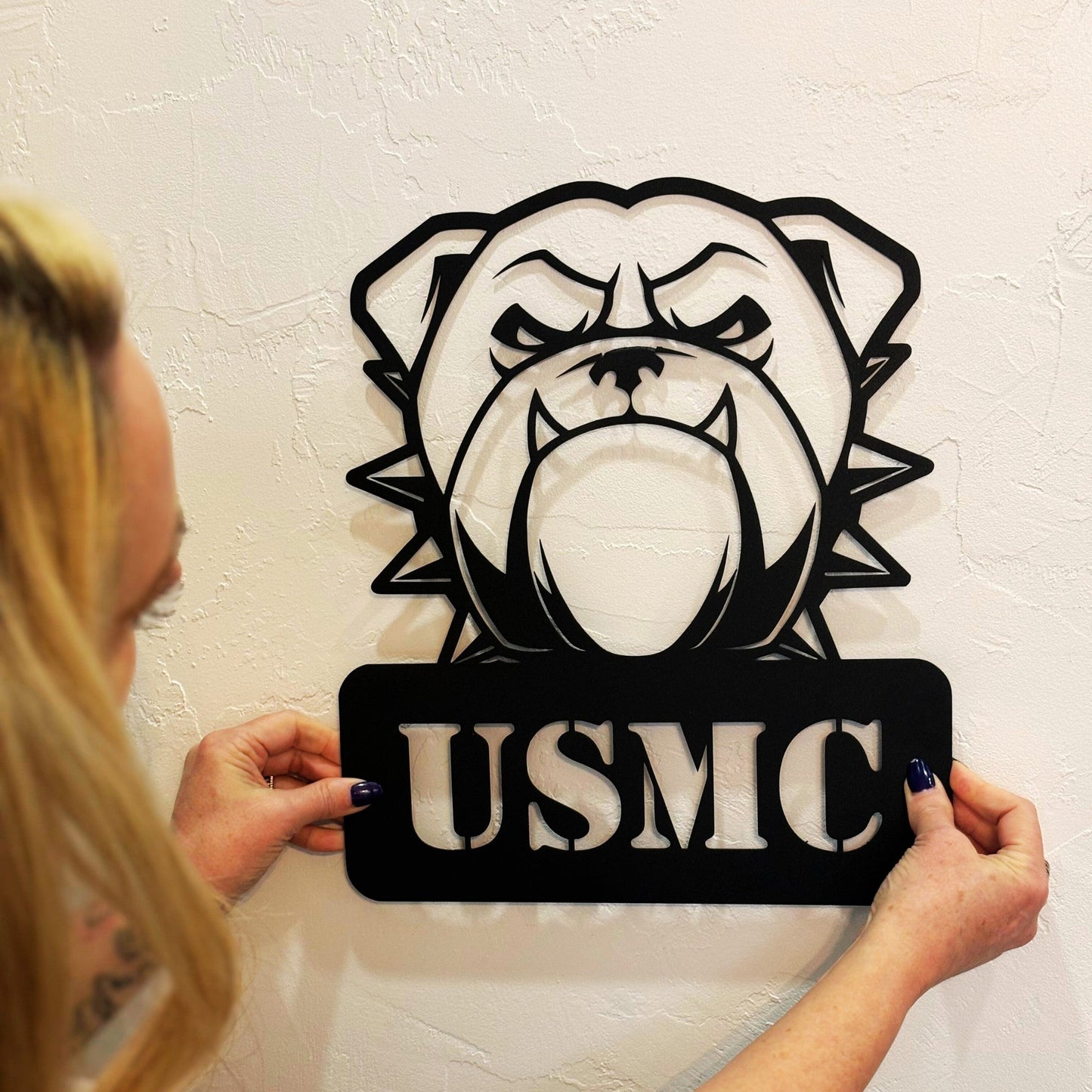 Fierce USMC Bulldog Metal Wall Sign - BullyBellyMetal Sign