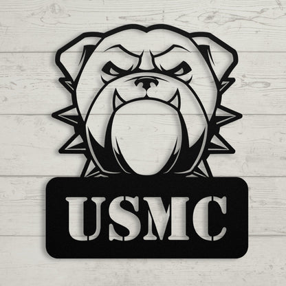 Fierce USMC Bulldog Metal Wall Sign - BullyBellyMetal Sign