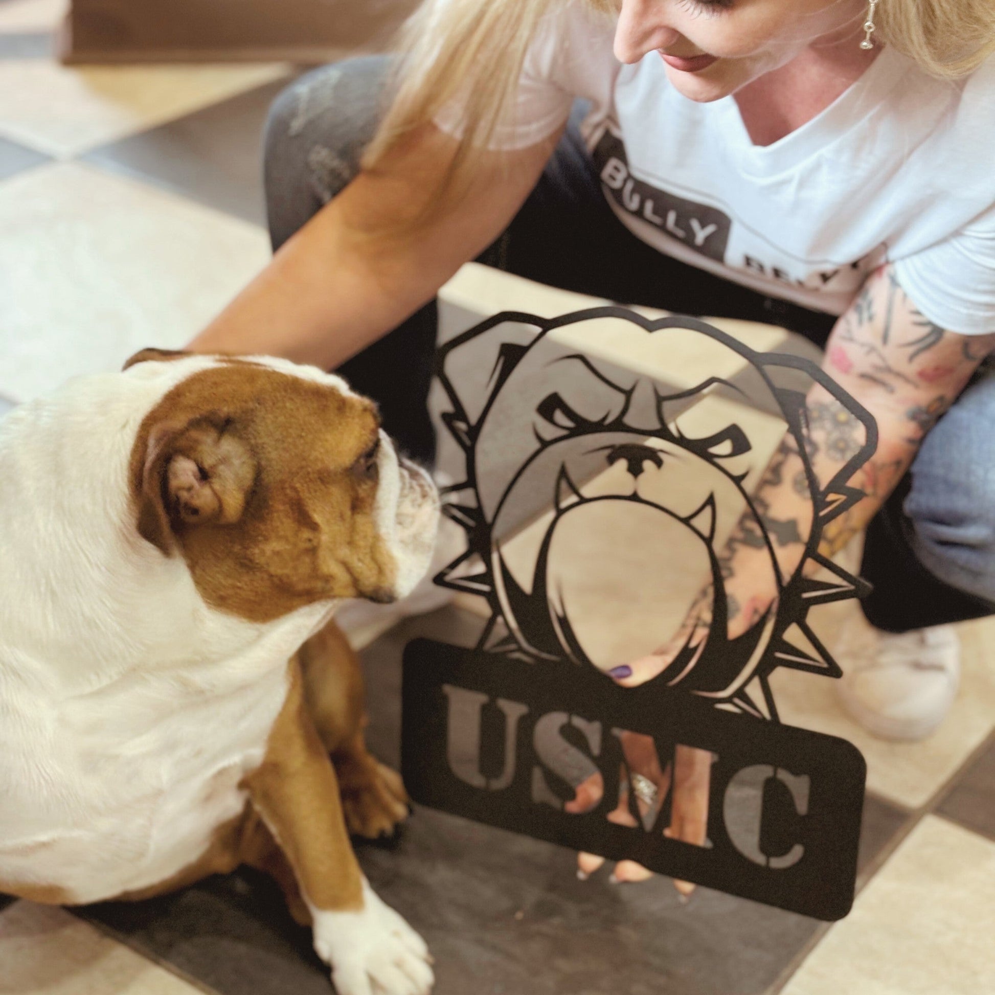 Fierce USMC Bulldog Metal Wall Sign - BullyBellyMetal Sign
