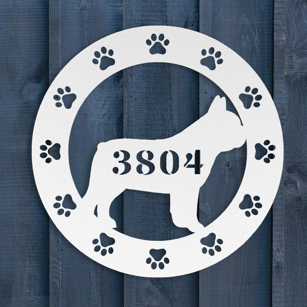 French Bulldog Adresse de la Maison Metal Porch Sign - BullyBellyMetal Sign