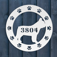French Bulldog Adresse de la Maison Metal Porch Sign - BullyBellyMetal Sign