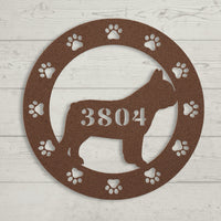 French Bulldog Adresse de la Maison Metal Porch Sign - BullyBellyMetal Sign