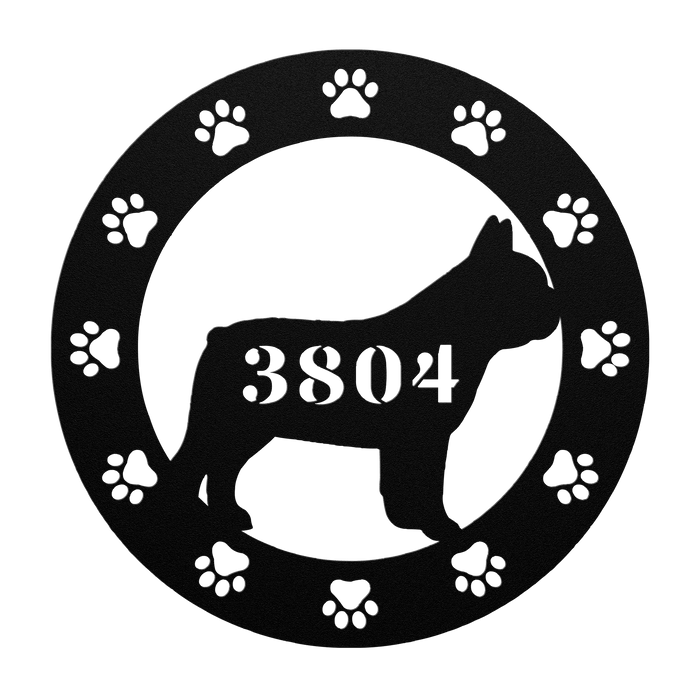 French Bulldog Adresse de la Maison Metal Porch Sign - BullyBellyMetal Sign