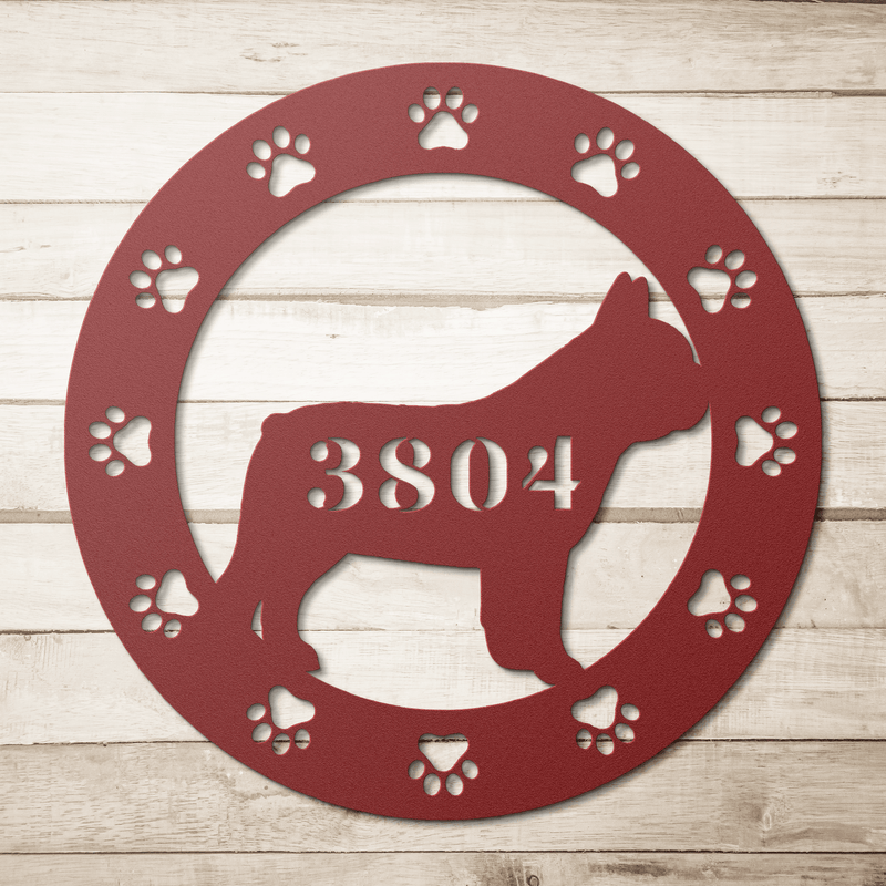 French Bulldog Adresse de la Maison Metal Porch Sign - BullyBellyMetal Sign