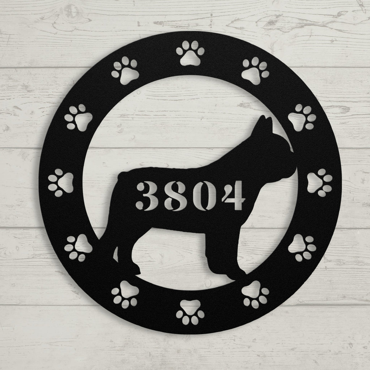 French Bulldog Adresse de la Maison Metal Porch Sign - BullyBellyMetal Sign