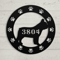 French Bulldog Adresse de la Maison Metal Porch Sign - BullyBellyMetal Sign