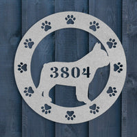 French Bulldog Adresse de la Maison Metal Porch Sign - BullyBellyMetal Sign
