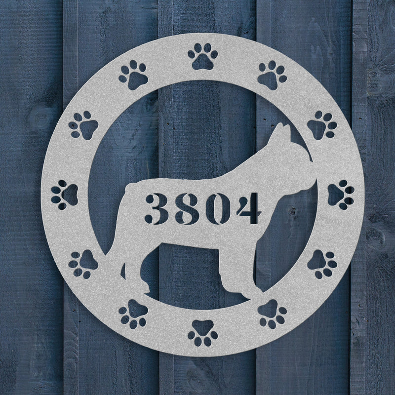 French Bulldog Adresse de la Maison Metal Porch Sign - BullyBellyMetal Sign