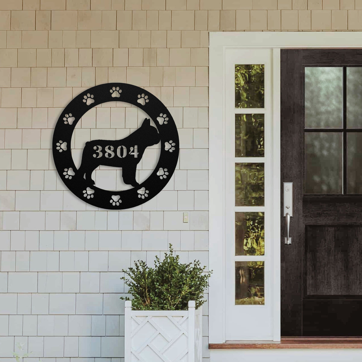 French Bulldog Adresse de la Maison Metal Porch Sign - BullyBellyMetal Sign