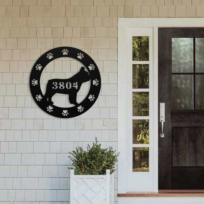 French Bulldog Adresse de la Maison Metal Porch Sign - BullyBellyMetal Sign