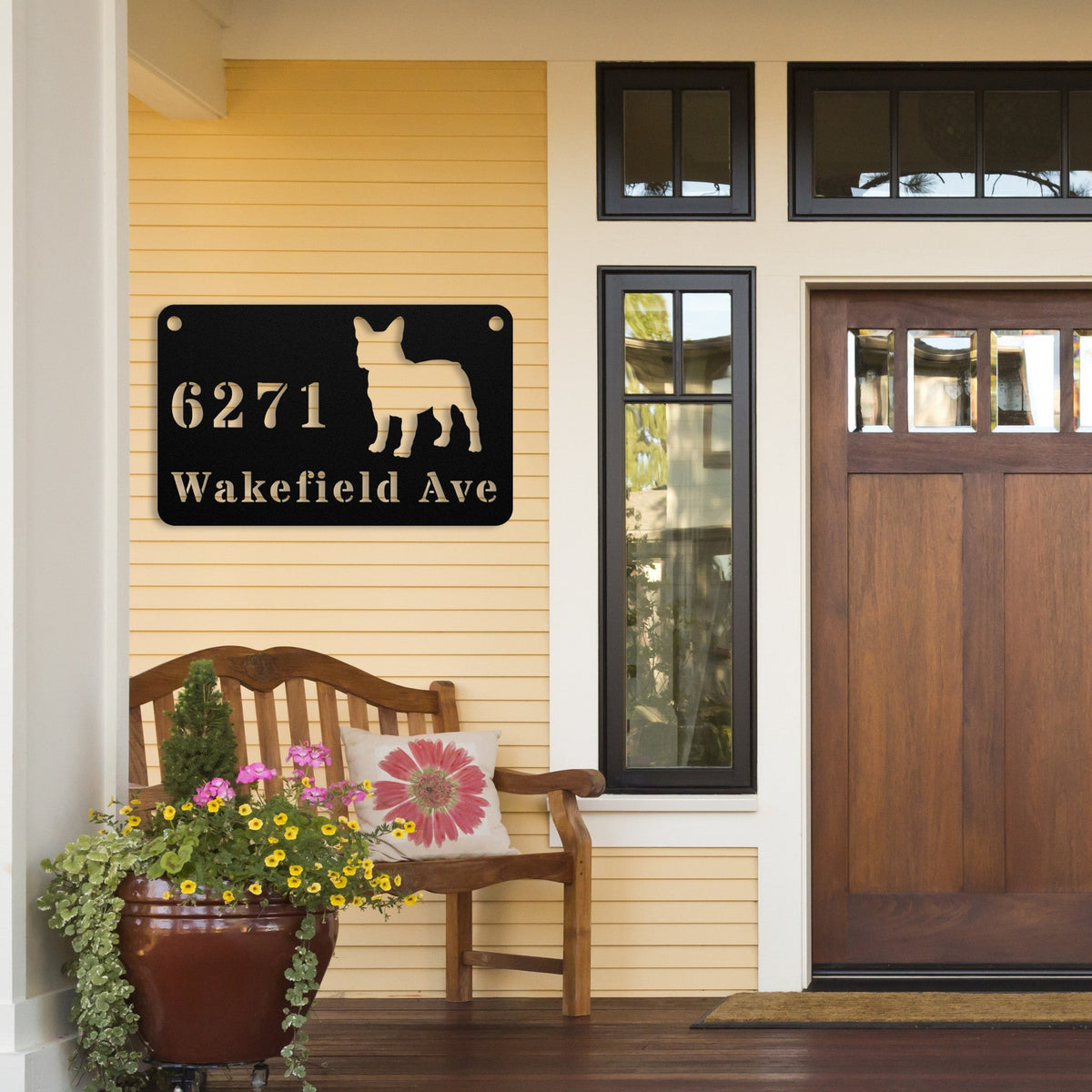 French Bulldog Boulevard Metal Porch Sign - BullyBellyMetal Sign