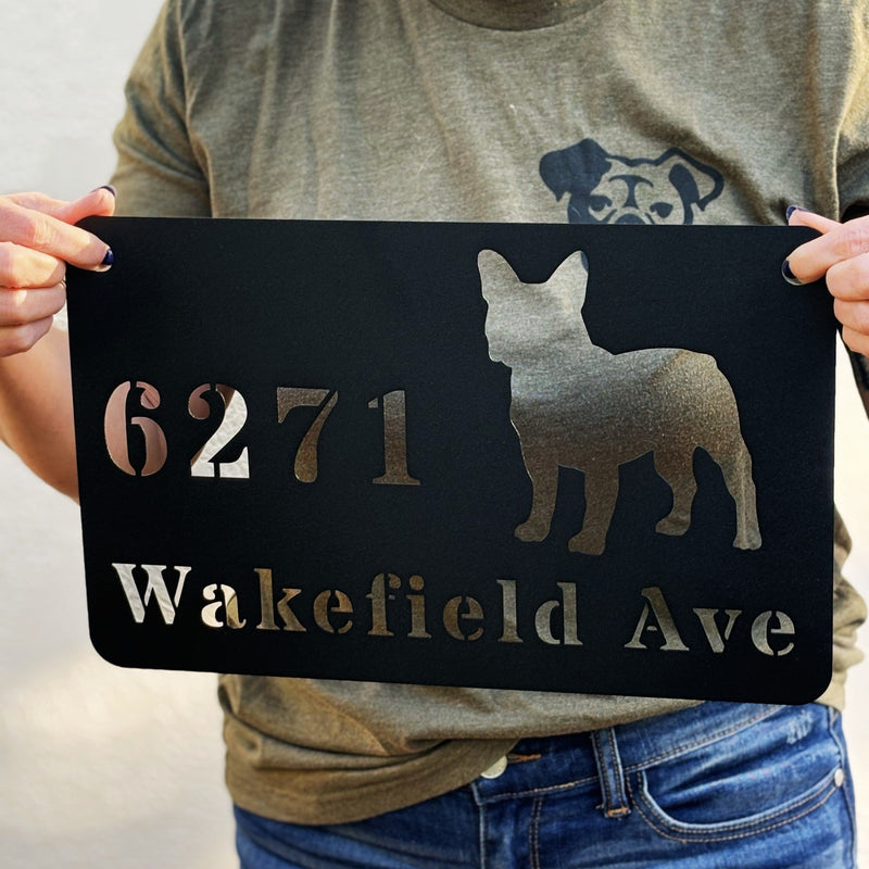 French Bulldog Boulevard Metal Porch Sign - BullyBellyMetal Sign
