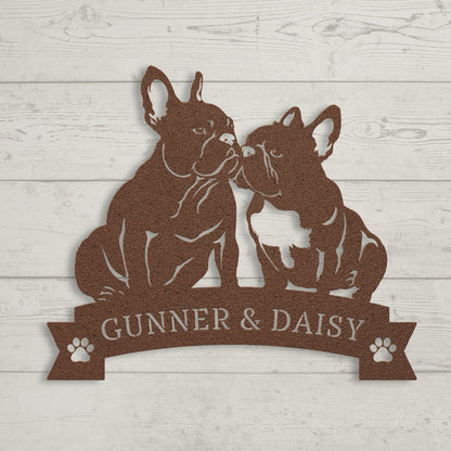 French Bulldog Eternal Love Metal Wall Art - BullyBellyMetal Sign