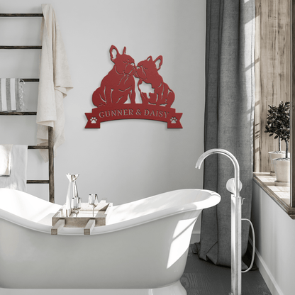 French Bulldog Eternal Love Metal Wall Art - BullyBellyMetal Sign