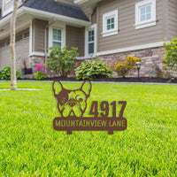 French Bulldog Family Address Metal Lawn Sign - BullyBellyLawn Art