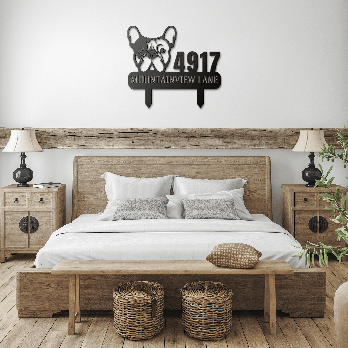French Bulldog Family Address Metal Lawn Sign - BullyBellyMetal Sign