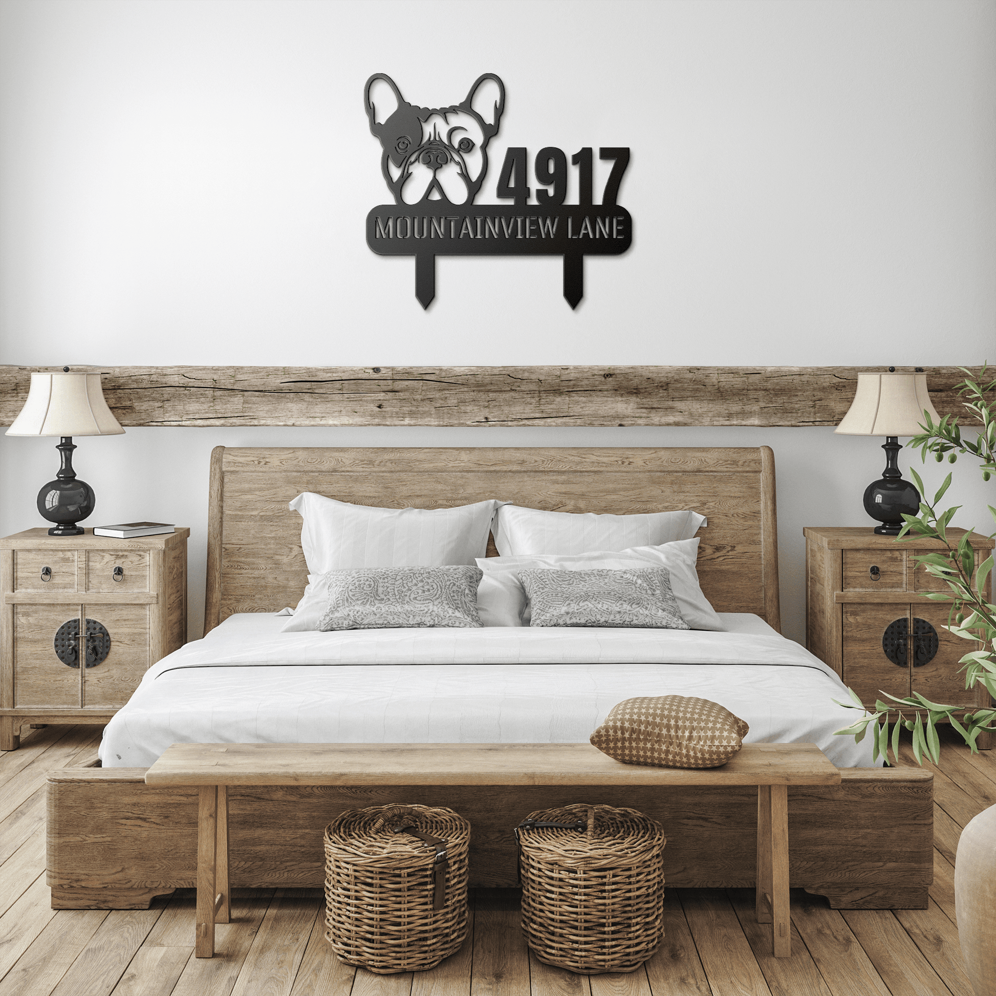 French Bulldog Family Address Metal Lawn Sign - BullyBellyMetal Sign